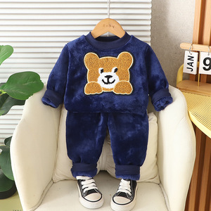 Vêtements d'automne et d'hiver pour enfants, pyjamas bébé deux pièces, nouvelle collection 2025, costume homme/femme, vêtements de détente en flanelle, vêtements de maison, dessin animé animal - Product Image 3