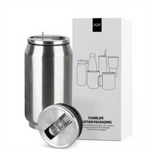 Canettes Cola Double paroi 350ml 12oz, en forme de bouteille, isolée sous vide, en acier inoxydable, avec couvercle en paille, 10 pièces - Product Image 1
