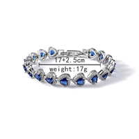 Bracelet tennis en zircon 5A en forme de cœur, rose, vert, bleu, best-seller, bracelet cœur coloré tendance pour femmes, bijoux
