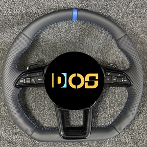 Volante Deportivo DOS de Alta Calidad con Franjas Azules en Cuero Genuino Negro para <span class=keywords><strong>Audi</strong></span> A7 S7 RS7 A3 A4 <span class=keywords><strong>A5</strong></span> A6 B7 S3 S4 S5 RS3 RS4 - Product Image 1