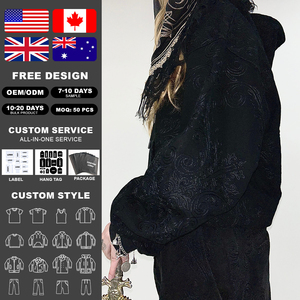 Sweat-shirt unisexe Kingsen de haute qualité, 100% coton, broderie intégrale, cordon de serrage, coupe ample, lourd, pour l'hiver, style hip-hop - Product Image 2