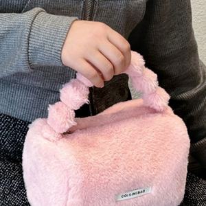 Neceser de viaje para chica joven 2025, neceser de maquillaje de piel sintética, neceser portátil de felpa Rosa bonita - Product Image 6