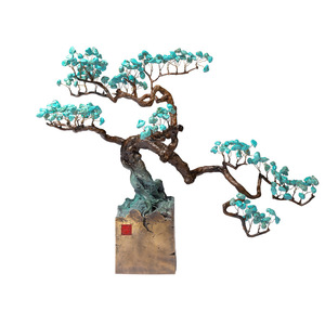 Adorno de Cobre y Oro en Forma de Pino, Hecho a Mano, de Forma Irregular, Florero de Suelo para Recibidor y Sala de Estar - Product Image 2