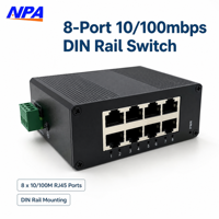 Switch Ethernet Industri 8 Port 1Gbps DIN-rail 10/100M Switch Jaringan Tidak Terkelola Perlindungan Daya Anti-Reverse AP-5208