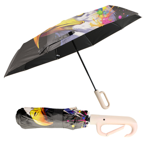 Parapluie pliant anti-vent mains libres à poignée inversée en C pour voiture, usage quotidien, vente en gros - Product Image 6