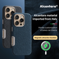 Étui en Alcantara pour iPhone 16 ProMax, étui magnétique pour téléphone avec protection de l'objectif, étui de téléphone portable haut de gamme