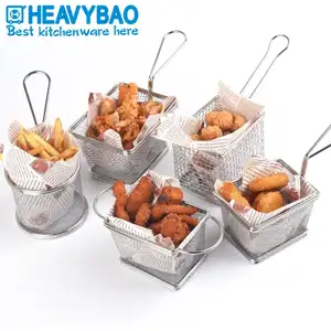 Heavybao-Mini cesta de malla de acero inoxidable de alta calidad, colador de virutas, cesta para freír