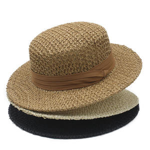Chapeau de soleil d'été unisexe réglable pour l'extérieur, style vintage décontracté, en paille de papier, avec dessus incurvé, bord plat en fourrure et design ajouré, type Jazz - Product Image 4