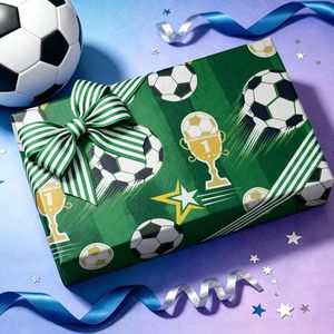 Soccer Gift <b>Wrapping</b> <b>Paper</b> Roll 23.4 Square Feet Green Sports Theme For Birthday Fathers Day Holiday - Product Image 6
