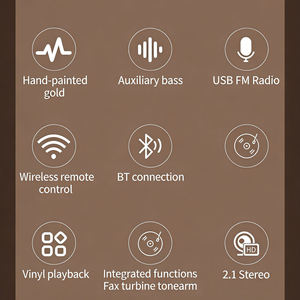 Reproductor de discos retro de sobremesa, todo en uno, con Bluetooth, USB, radio FM, 3 velocidades, gramófono inalámbrico, decoración de audio para el hogar, madera y metal. - Product Image 6