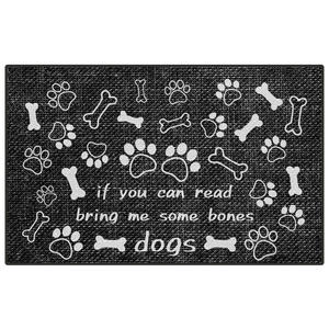 Tapis pour animaux de compagnie élégant en tissu noir, motif animal, imitation lin, nettoyage facile, disponible en 40x60cm, 50x80cm, 60x90cm, 80x120cm - Product Image 1