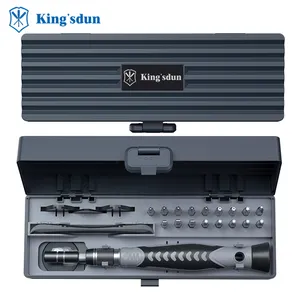 Kingsdun Set Obeng Mini 25 In 1, peralatan reparasi ponsel 3C kualitas tinggi dengan mata obeng Super magnetik