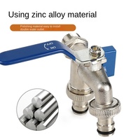 Robinet de cuisine manuel en alliage de zinc pour jardin extérieur, double sortie d'eau, structure à double commande angulaire, débit de 6000 GPD
