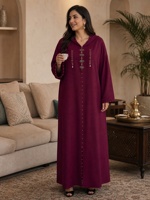 Robe longue musulmane en polyester YSYL, ornée de perles, décontractée, pour tous les jours, pour les fêtes, vêtements islamiques, abaya à capuche ODM pour femmes