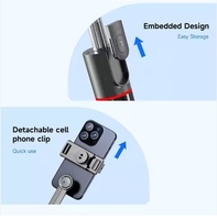 F15 Ultra Long Selfie Stick Trépied stable de 1717mm avec support pour téléphone portable Télécommande rotative et détachable incluse