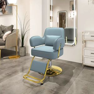 Chaise de coiffure de salon de beauté de luxe en acier inoxydable avec base dorée, cadre en métal, pour la coupe de cheveux - Product Image 2
