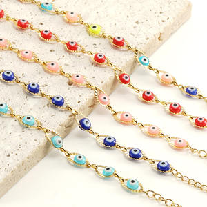 BS2027 Oro Placcato In Acciaio Inox Arcobaleno Smalto di Vetro occhi il male Spirituale del braccialetto A Catena, di Fatima Mano di Hamsa del Braccialetto di Fascino - Product Image 4