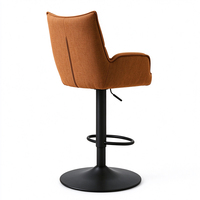 Tabouret de bar pivotant réglable marron avec revêtement en lin capitonné et repose-pieds pour comptoir de cuisine et salle à manger