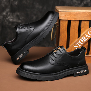 Zapatos de Vestir Casuales de Oficina para Hombre, de Piel Vacuna, Estilo Británico, Tacón Bajo, Antideslizantes - Product Image 2