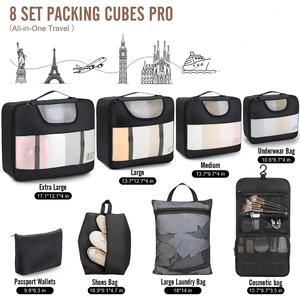 Bolsas de Almacenamiento para Viaje, Juego de 8 Cubos de Embalaje para Artículos Esenciales de Viaje, Organizador de Maleta Antiarrugas con Hebilla para Zapatos y Artículos de Aseo - Product Image 2