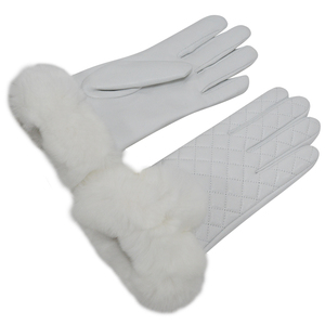 Gants en peau de mouton de haute qualité pour femmes avec poignets en fourrure de lapin, doublure en <span class=keywords><strong>laine</strong></span> pour garder au chaud, gants en <span class=keywords><strong>cuir</strong></span> pour l'extérieur, pour l'hiver - Product Image 3