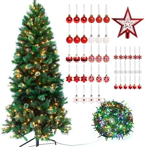 New Design Navidad Automatic Artificial Topper 5Ft 6Ft 7Ft Dmx Rattan Collar Pvc/Pet Foil Christmas Trees With Led Lights