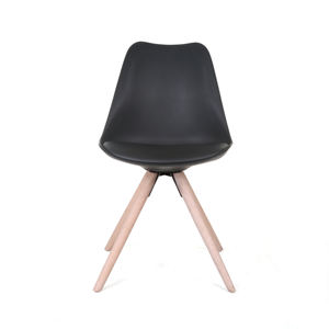 Chaise de salle à manger moderne en plastique PP avec pieds en bois de style nordique et assise rembourrée - Product Image 3