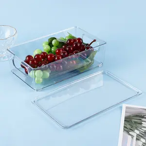 Bpa Gratis Custom Clear Plastic Koelkast Opslag Lade Vriezer Organizer Met Deksels Voor Fruit