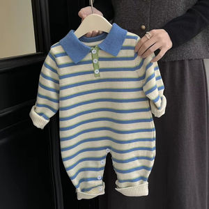 Mono de otoño para bebé recién <span class=keywords><strong>nacido</strong></span>, ropa de moda, mono de punto a rayas para niños, mono informal cómodo, niñas, niños, manga larga - Product Image 4