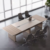 Table de réunion rectangulaire moderne de grande taille, bureau de conférence en bois simple pour la négociation au bureau et la collaboration d'équipe