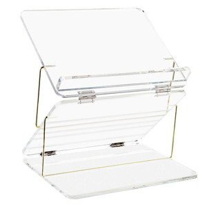3-layer Acrylic Hot Bending <strong>Book</strong> Stand With Gold Support Adjustable Height - Product Image 4
