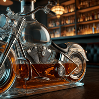 Carafe à whisky en verre en forme de moto, style vintage, pour bar à domicile, avec emballage cadeau et logo personnalisé, vente en gros