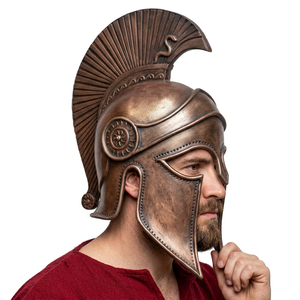 CHk Handmade Black Medieval Greek Polished Metal Helmet for Men's Sparta 300 Movie Armor Costume Christmas New Year Mother's Day - Product Image 1