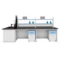Banc de travail de laboratoire robuste, table de travail de laboratoire en acier avec armoires pour école, usine
