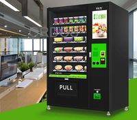 Aliments sains produits frais ascenseur distributeur automatique tactile carte de crédit convoyeur à bande salade fruits oeufs verre eau SDK fonction