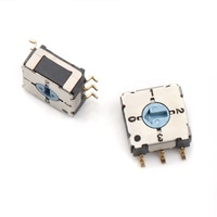 Interruptor Rotatorio Mini SMT de 6 Pines, Selector de Código de 4 Posiciones, Plateado, SPST, Certificado RoHS, 0.5A 50V