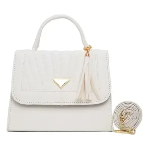 Lizbet Fana Bolso bandolera para mujer, microfibra blanca, cuero sintético, decoración con borlas, bandolera, para todas las estaciones - Product Image 4