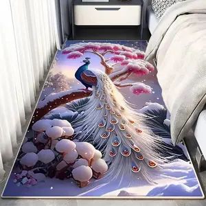 3D tridimensionnel paon cristal velours avancé chambre chambre lit couverture quatre saisons universel baie vitrée tapis antidérapant tapis