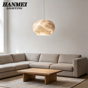 Alabaster Minimalist Style Cone Lamp Design Restaurant Bar Bedroom Bedside Chandelier Pendant <b>Lights</b> HM-ZZ-8276 Warm White <b>Light</b> - Product Image 2