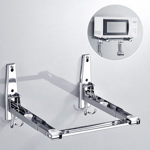 Estante de almacenamiento de acero inoxidable EE133 para <span class=keywords><strong>microondas</strong></span>, anaquel ajustable para horno de cocina, con gancho plegable y telescópico - Product Image 4