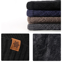 Chunky Ribbed Plié Cuff Beanie Doux Mélange De Laine Doublé pour Les Jours De Neige Et Voyage Logo Personnalisé Gants Écharpe Chapeau 3 Pièces Ensembles