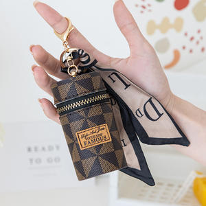 Llavero Porta Lápiz Labial de Lujo Mini Estuche de Cuero PU con Anilla para Mujer - Product Image 1