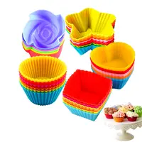 Moules en Silicone à fleurs de rose, poêle à Cupcake réutilisable, fournitures de cuisson, moules à muffins anti-adhésifs pour pâtisserie
