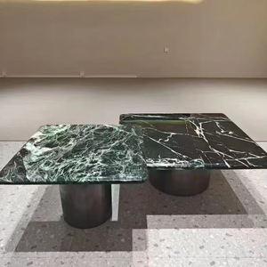 Table basse en marbre vert de haute qualité, motif veiné naturel, mobilier en pierre, construction en pierre - Product Image 1