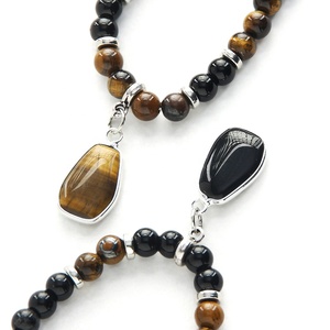 Collar de Piedras de Ojo de Tigre Negro de 6 mm, Estilo Bohemio Étnico Vintage de Moda Occidental, Collar con Colgante de Piedra - Product Image 5