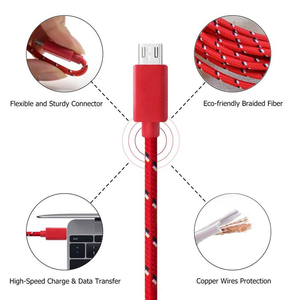 Câble de chargement <span class=keywords><strong>Micro</strong></span> <span class=keywords><strong>USB</strong></span>/type-c classique en Nylon tressé, câble de 10 couleurs, 1m, 2m et <span class=keywords><strong>3m</strong></span> - Product Image 5