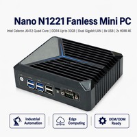 PC Industrial sin Ventilador OEM Intel J6412 Elkhart Lake DDR4 M.2 SATA Doble LAN Realtek USB3.1 4K Linux para Computación en el Borde