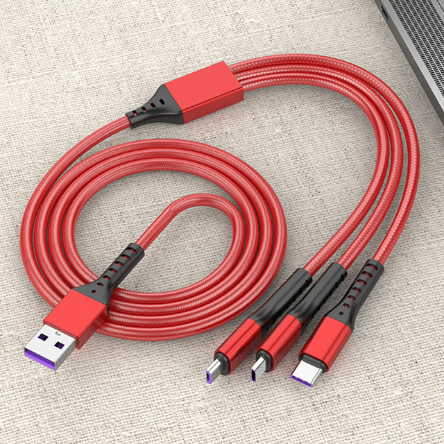 High quality 3 in 1 portable Nylon Braided Charger Cable Micro USB Type C Fast Charging cable For iPhone 14 13 12 11 pro max