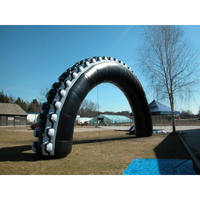 Arche de course gonflable bleue avec drapeaux à carreaux, logo personnalisé, bâche en PVC durable, pour événements sportifs, marathons et sports