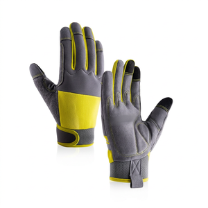 Guantes de Trabajo de Uso General JNA GROUP, Grises y Amarillos, con Dedos Texturizados de Cuero PU, Antideslizantes, con Puño de Punto, 10mil de Grosor, 28cm, Resistentes a la Abrasión - Product Image 1